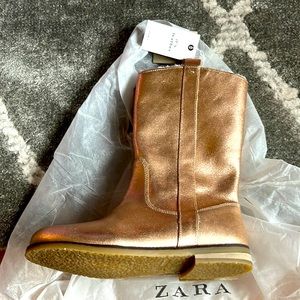 Beautiful Rose gold Zara kids boots NWT size 2/2.5 US (34eu)